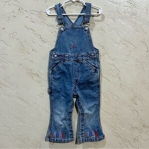 Baby Gap Floral Embroidered Denim Overalls size 2Xl/2 years
